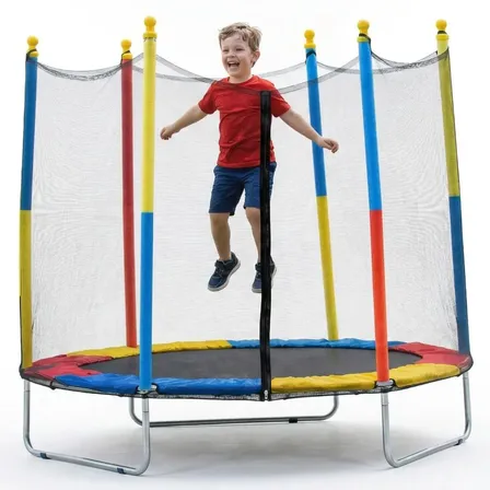 Cama Elástica Infantil Pula Pula 1,8m Trampolim Com Zíper Preto Vermelho