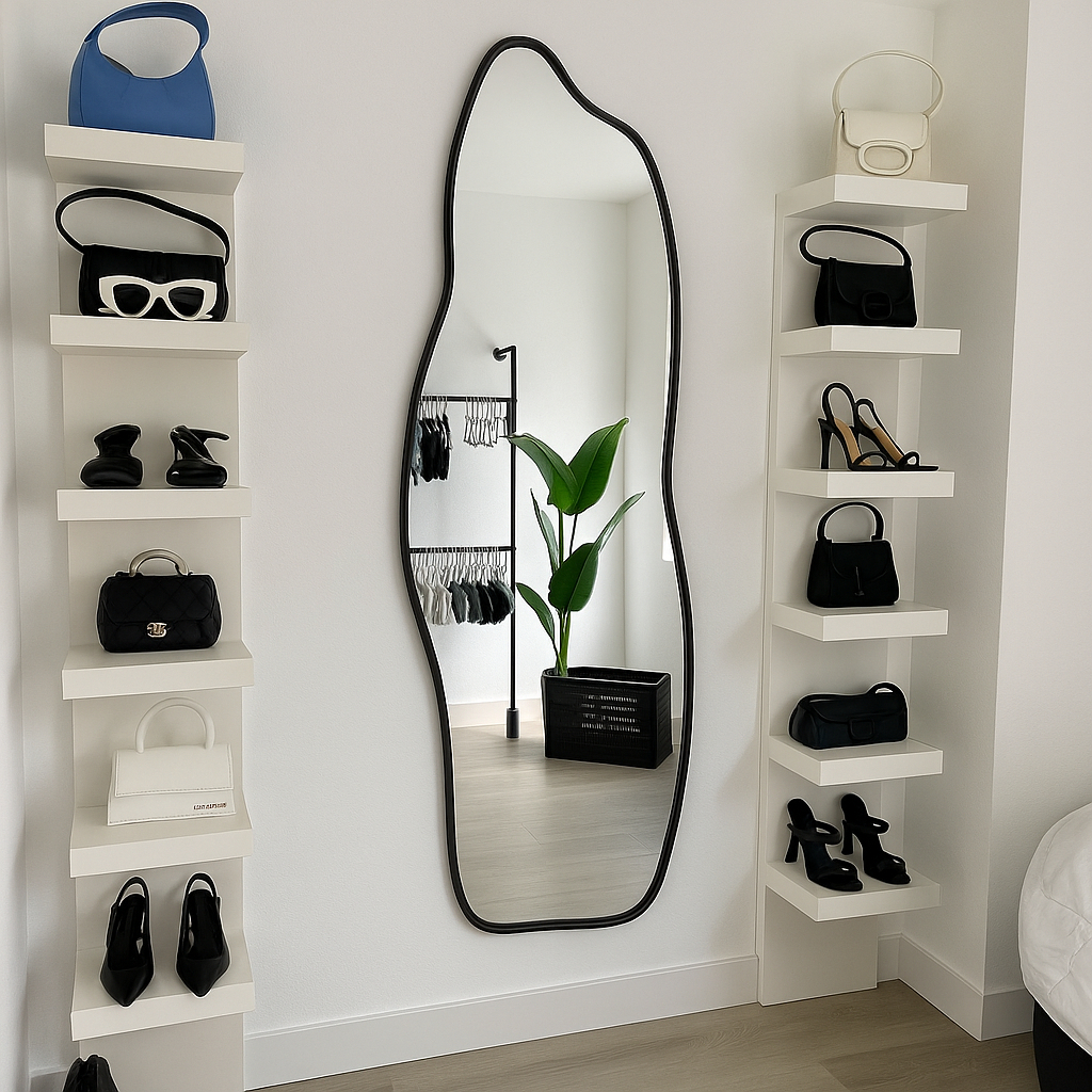 Espelho Orgânico Corpo Inteiro Grande 110x50cm Modelo Fogo Decorativo Para Sala Quarto