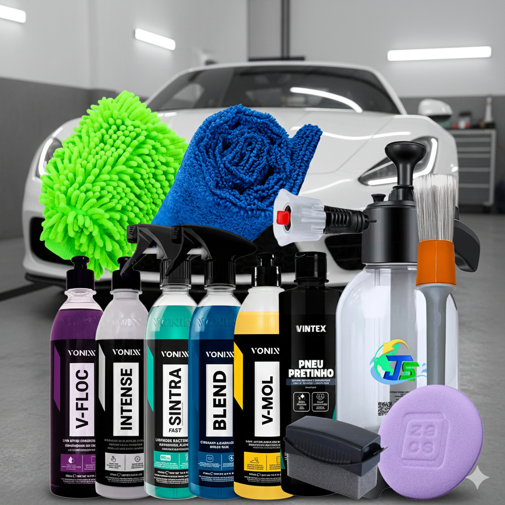 Kit Completo Lavar Carro Rapido Cera Pulverizador 2l Brilho V-Floc V-Mol Intense Cera Blend Sintra Pulverizador