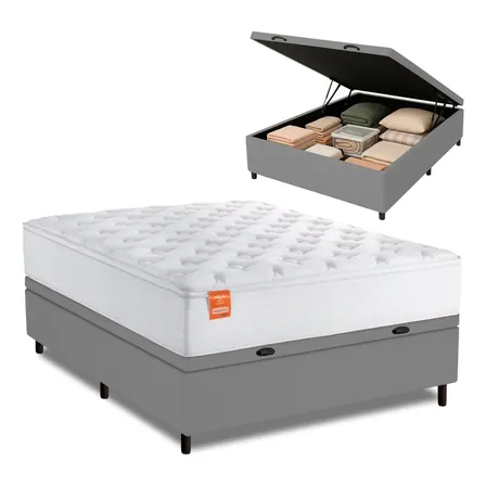 Cama Box Baú Casal Inducol Molas Ensacadas 138x188cm Branco
