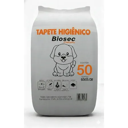 Tapete Higiênico para Cachorro 50 Unidades 60x55cm com Gel Absorvente Fralda Manta Pet Cão