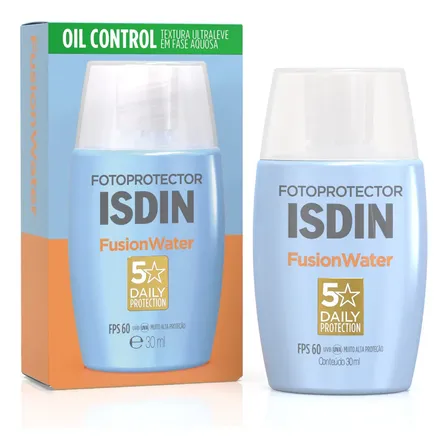 ISDIN Protetor Solar Facial Fusion Water 5 Stars Sem Cor FPS 60 - 30ml
