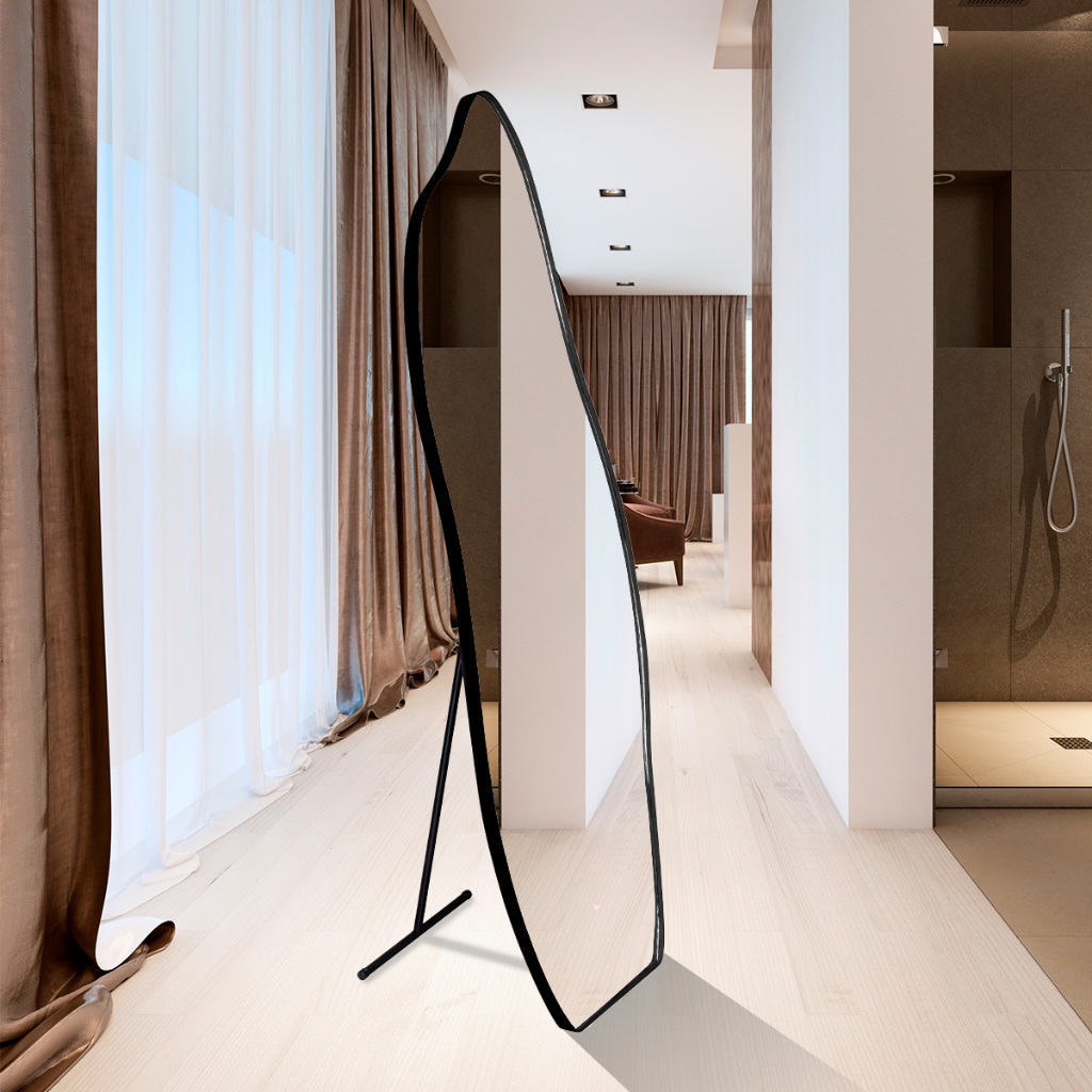 Espelho Corpo Inteiro Orgânico Flame 150x50cm C/ Suporte De Chão