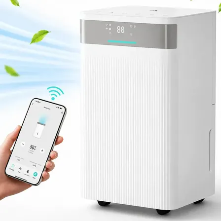 Desumidificador de Ar Airluma 12L/dia com Compressor e Wi-Fi, Timer 24h, Antimofo, 3 Modos, Rodinhas 360°, Drenagem Contínua, para Banheiro, Quarto Infantil e Ambientes com Ar