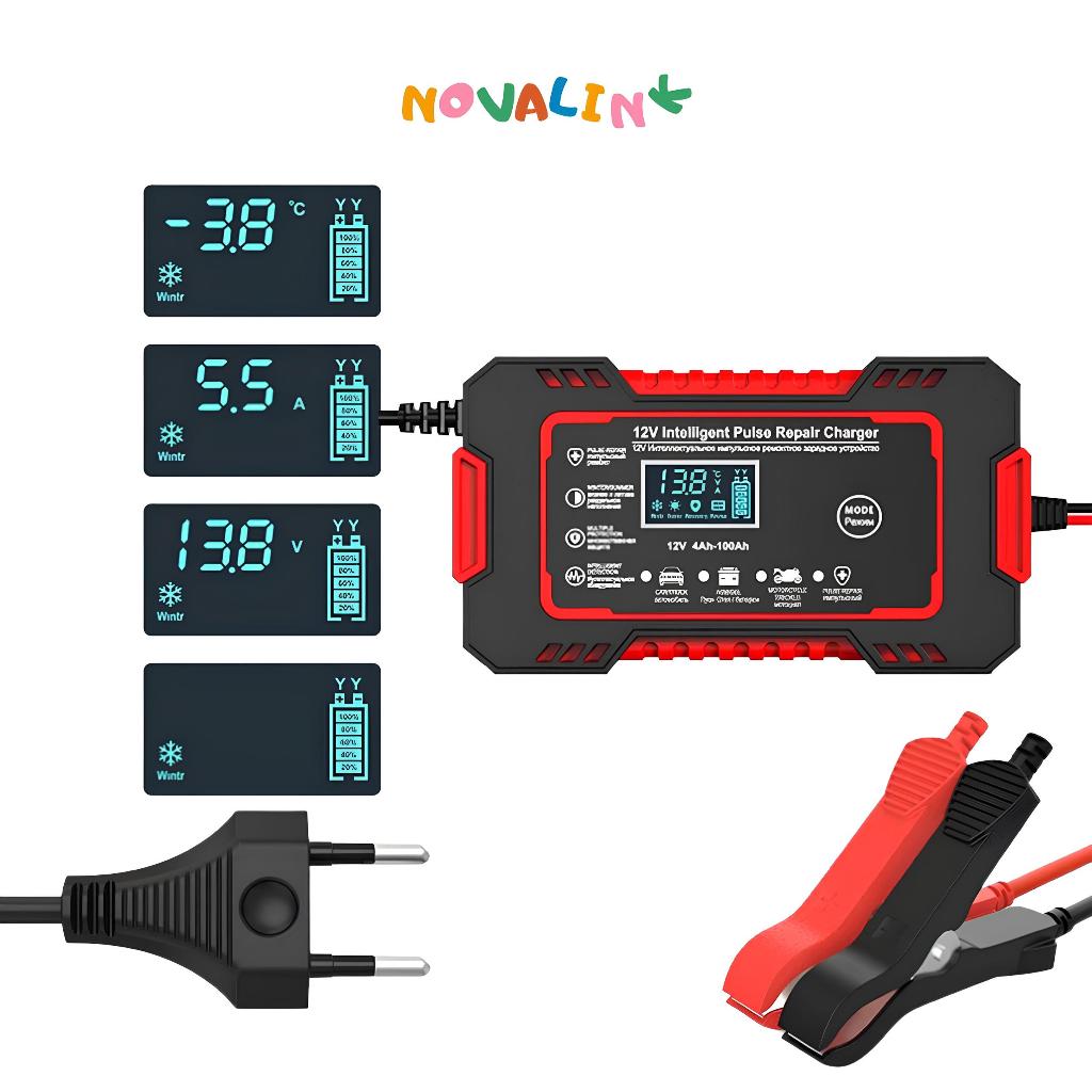Carregador de bateria automotivo inteligente 12V com Display Digital Automático Energia Reparação Puls