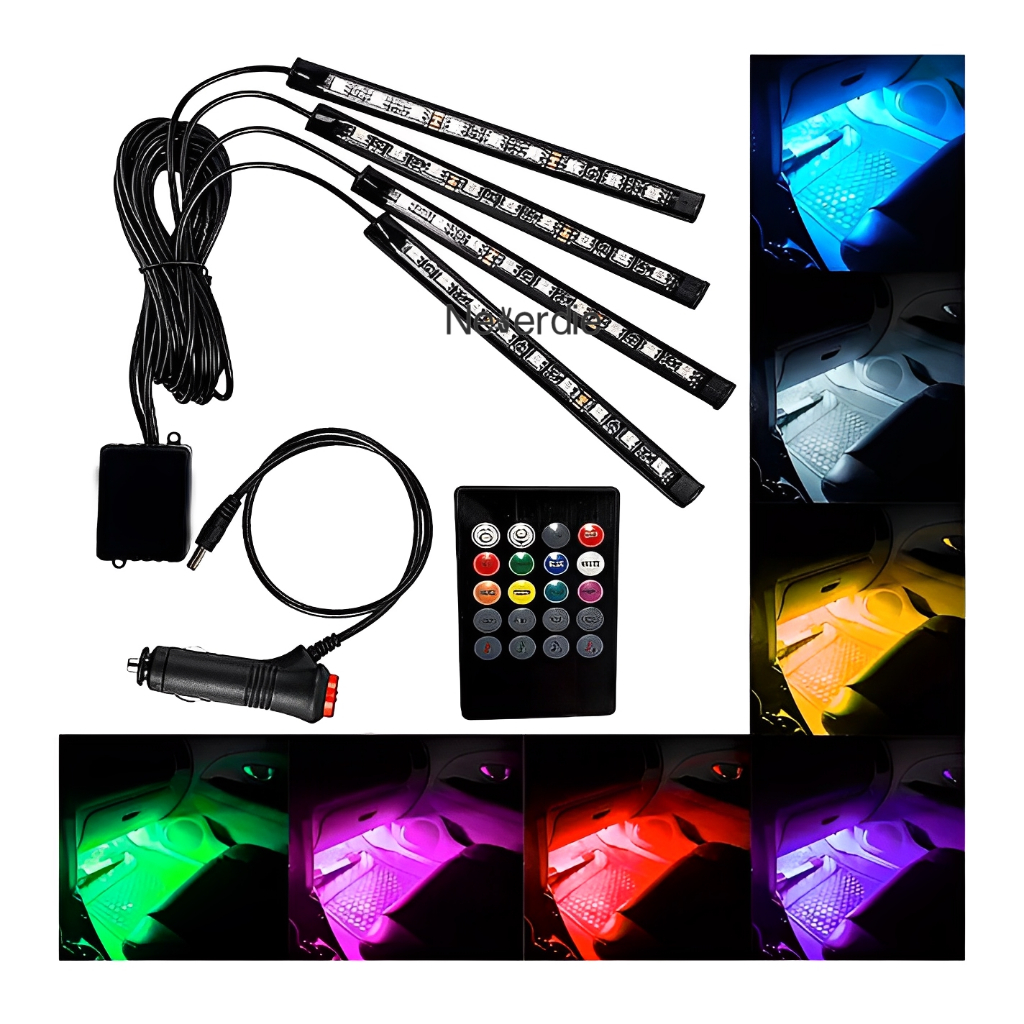 Led Neon Rgb Luz Interno C/controle Acessórios Carro Tuning