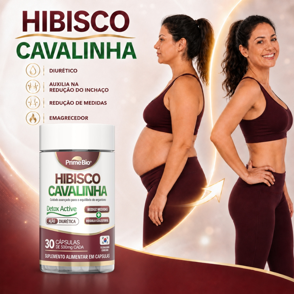 Hibisco + Cavalinha Suplemento Diurético Retenção de Líquido e Queima de Gordura
