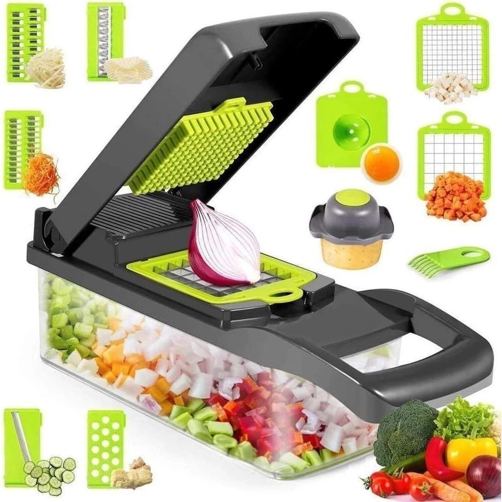 Fatiador de cozinha multifuncional profissional em aço inoxidável 16 em 1/3 em 1  fatiador de vegetais/frutas/legumes