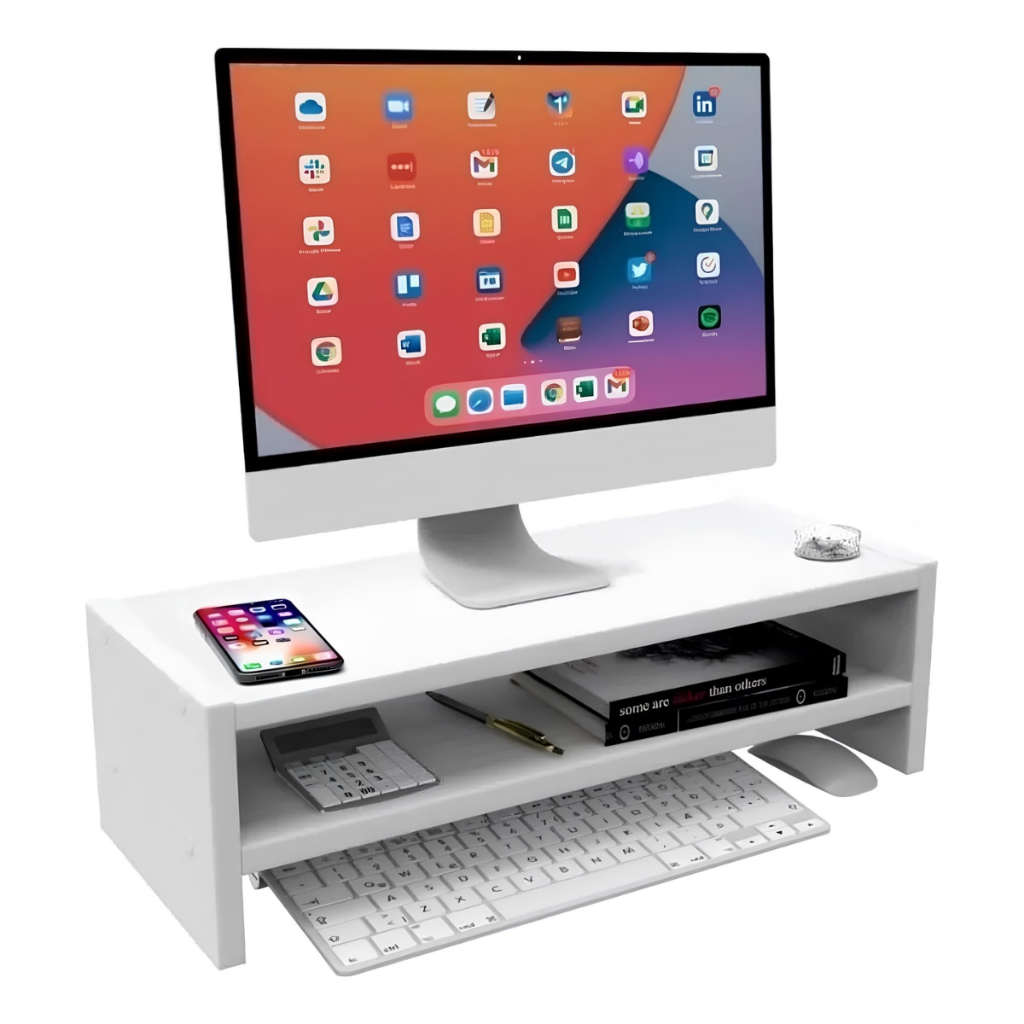 Base para Monitor Mdf 52cm Ergonômico Mesinha Home Office Mesa Gamer Suporte Apoio P/ Tv Notebook Escritório Quarto