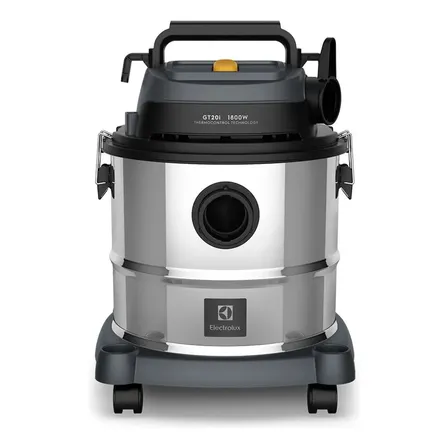 Aspirador Pó e Água Electrolux função Sopro Compacto Líquidos Químicos Inox 1800W 20L total 15L útil protetor térmico GT20i