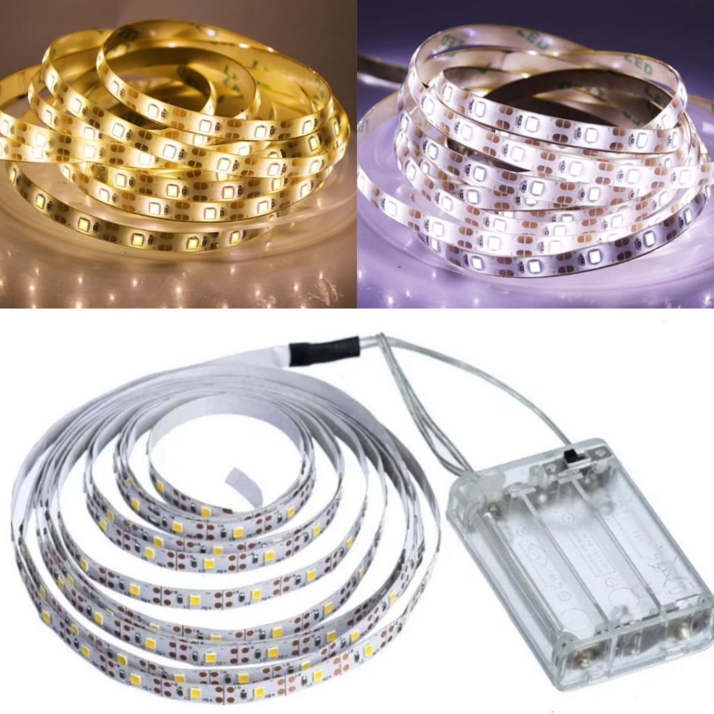 Fita De Led De Pilha Autocolante 2m 120 LEDs Cordão Decoração Fio Casa Tv Móvel