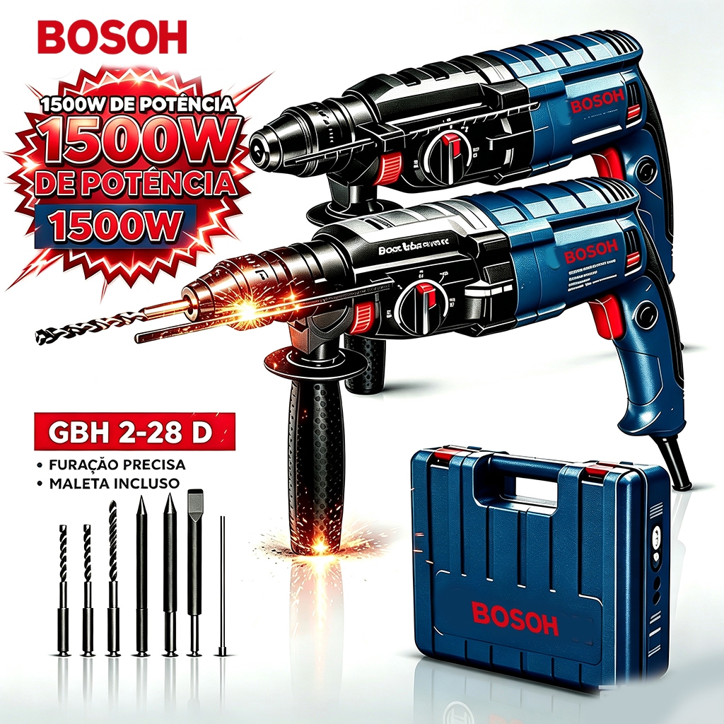 GBH 2-28D 1580W Martelete BOSOH  SDS Plus Perfurador Rompedor Profissional  Acessórios Original