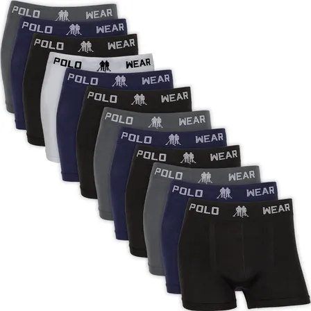 Kit 12 Cuecas Boxer Polo Wear Microfibra Sem Costura Atacado