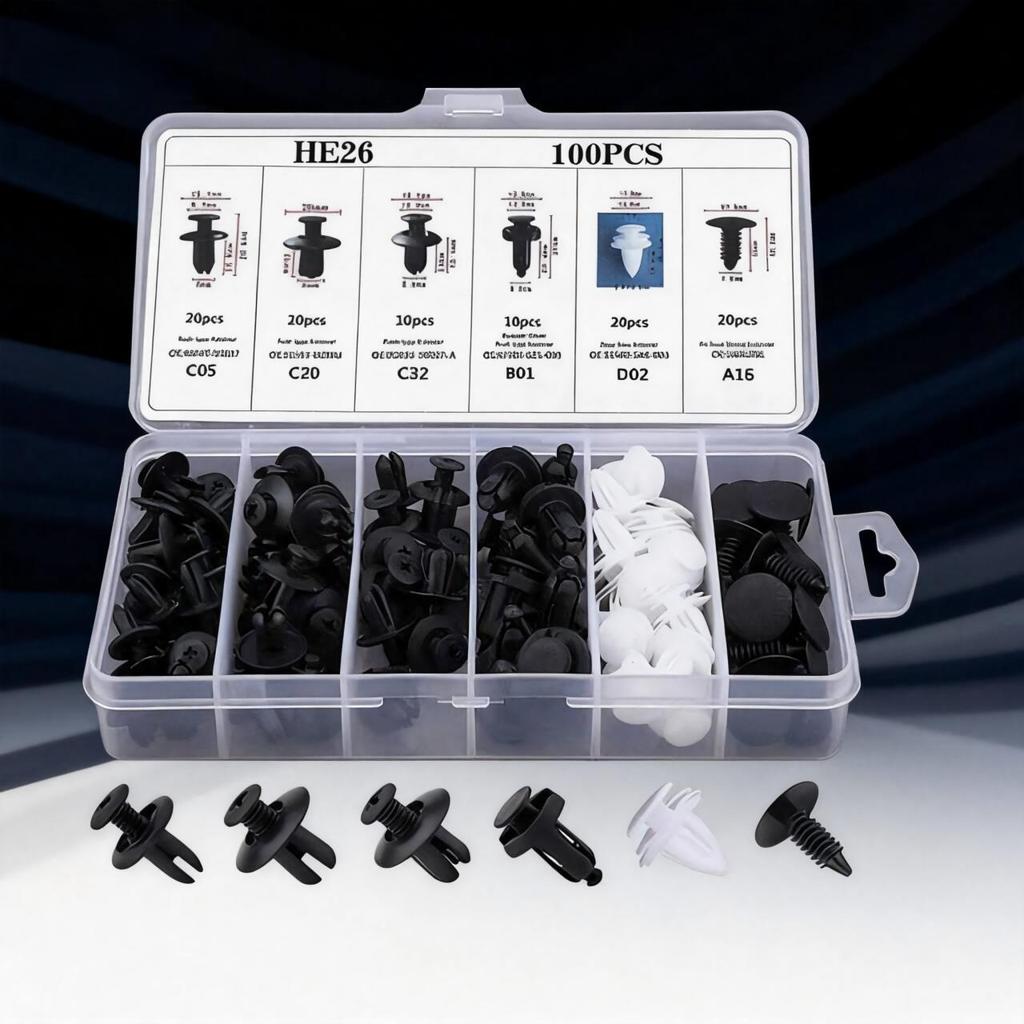 Kit 925/100 Peças Kit Peças Presilha Grampo Automotivo Reparo Universal Fascinadores, partes automobilísticas com chaves