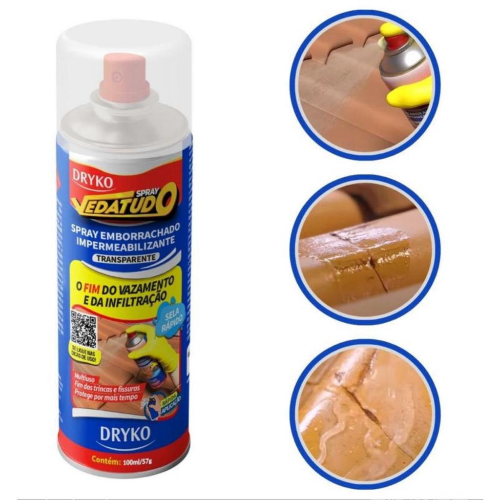 Spray VedaTudo Impermeabilizante 100ml Transparente Com Secagem Rápida Para Concreto e Materiais Diversos