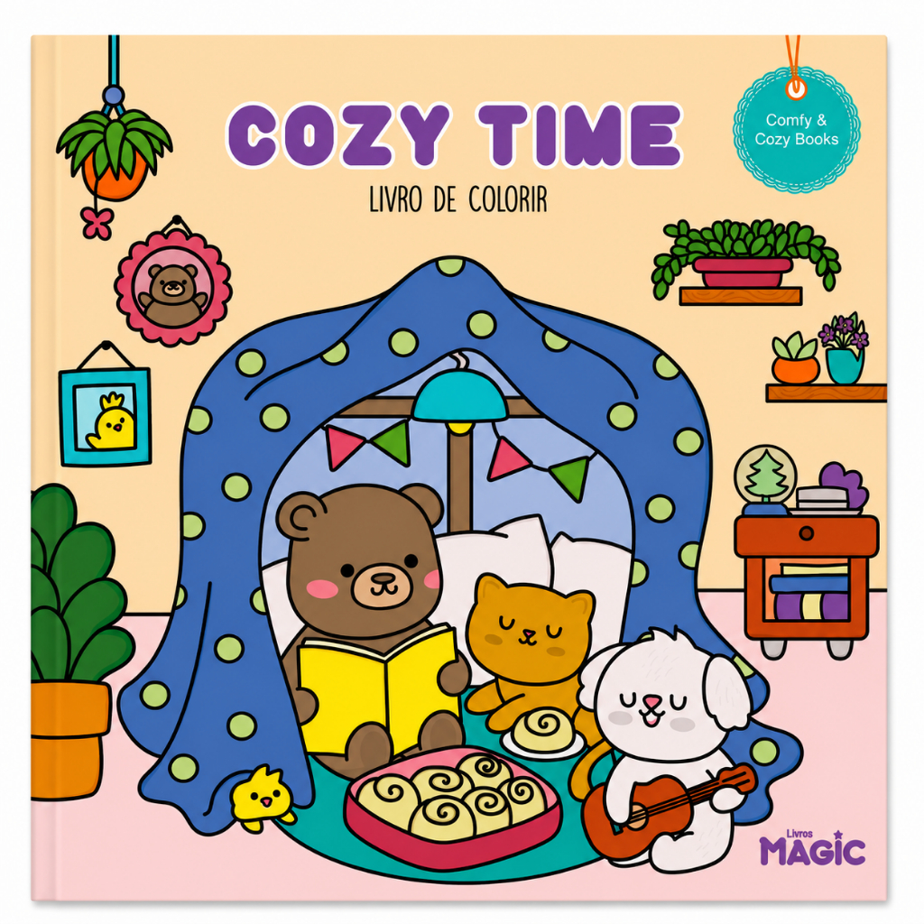 Livro de Colorir Cozy Time Ilustrações Exclusivas 48 Páginas
