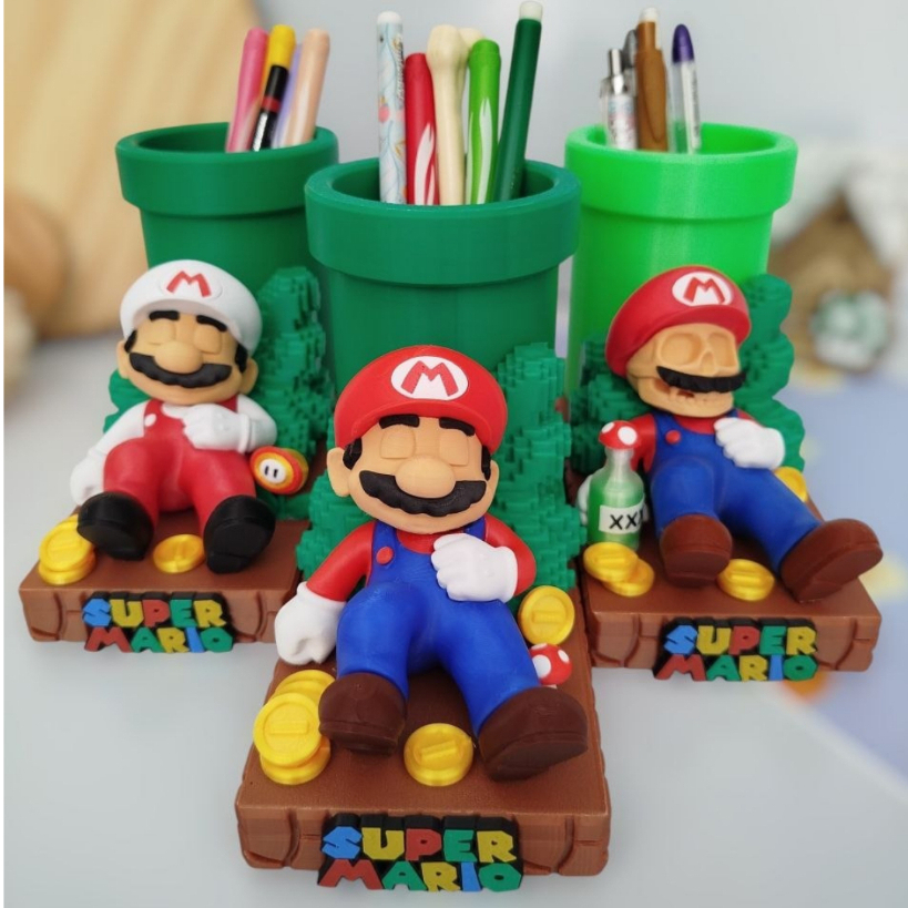 Organizador de Mesa Super Mario Porta Caneta Escritorio Escolar Geek