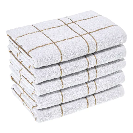 Kit 5 Pano Cozinha Louça Algodão Xadrez Branca Alta Absorção Branco Xadrez