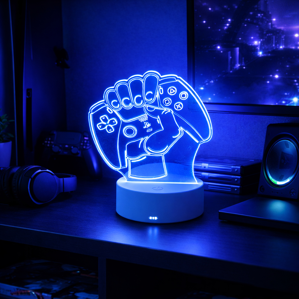 Luminaria de mesa LED RGB Playstation Dualsense Gamer Decoração Para Sala QUARTO GAMER