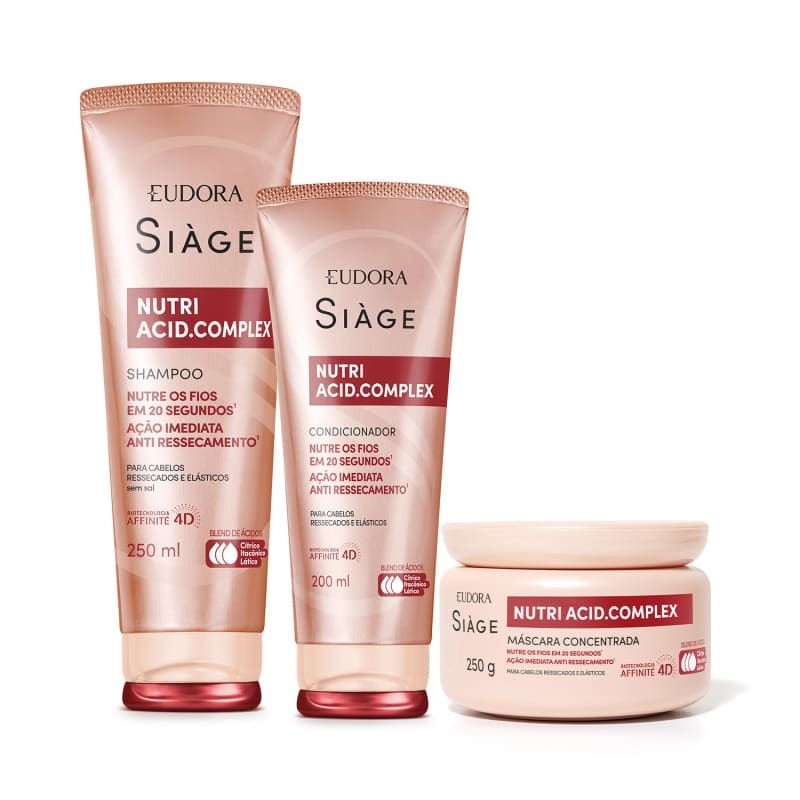 Combo Siàge Nutri Acid.Complex: Shampoo 250ml + Condicionador 200ml + Máscara 250g