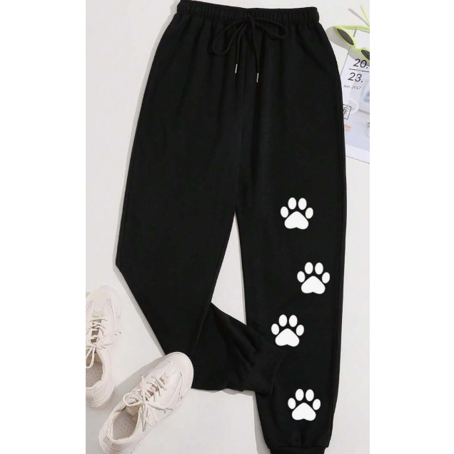 Calça Moletom Feminina Algodão Patinhas Cachorro Minimalista Confortavel Softwear