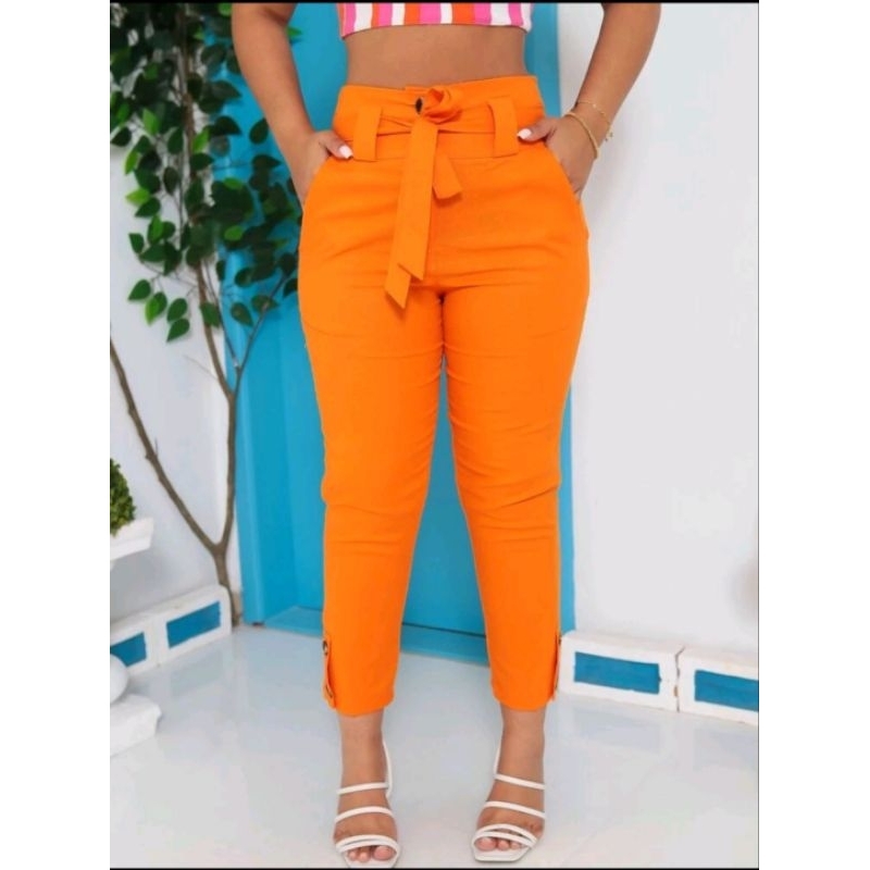 Calça Linho Alfaiataria Feminina Social Ocasional Tendencia Gringa