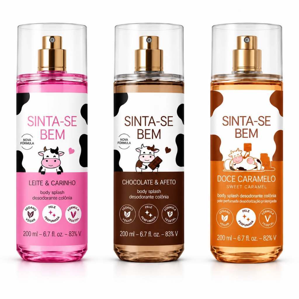 KIT 200ml DELEITE Cuide-se Bem Body Splash - Frescor e Hidratação com Fragrância Gourmand